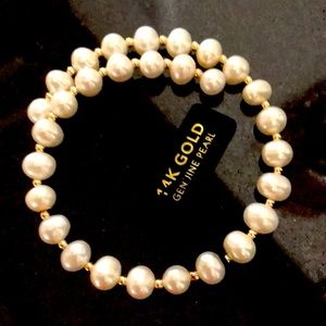 14K GOLD AND GENUINE PERAL BRACELET